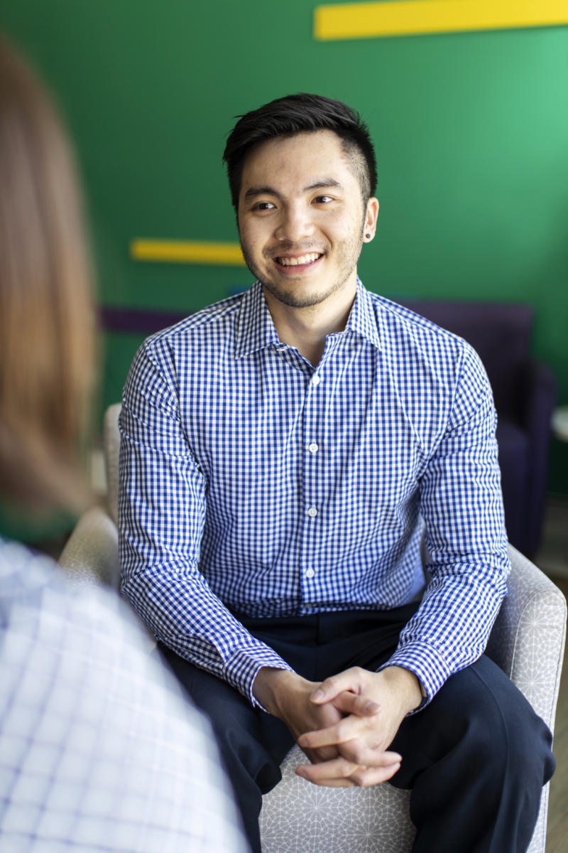 Person receiving radiation therapy advice